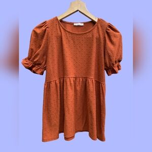 FSL APPAREL BROWN PEASANT TOP SIZE SMALL